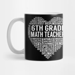 6th Grade Math Teacher Heart Mug